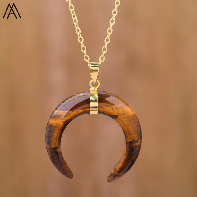 Women's Moon Shape Amethyst Pendant