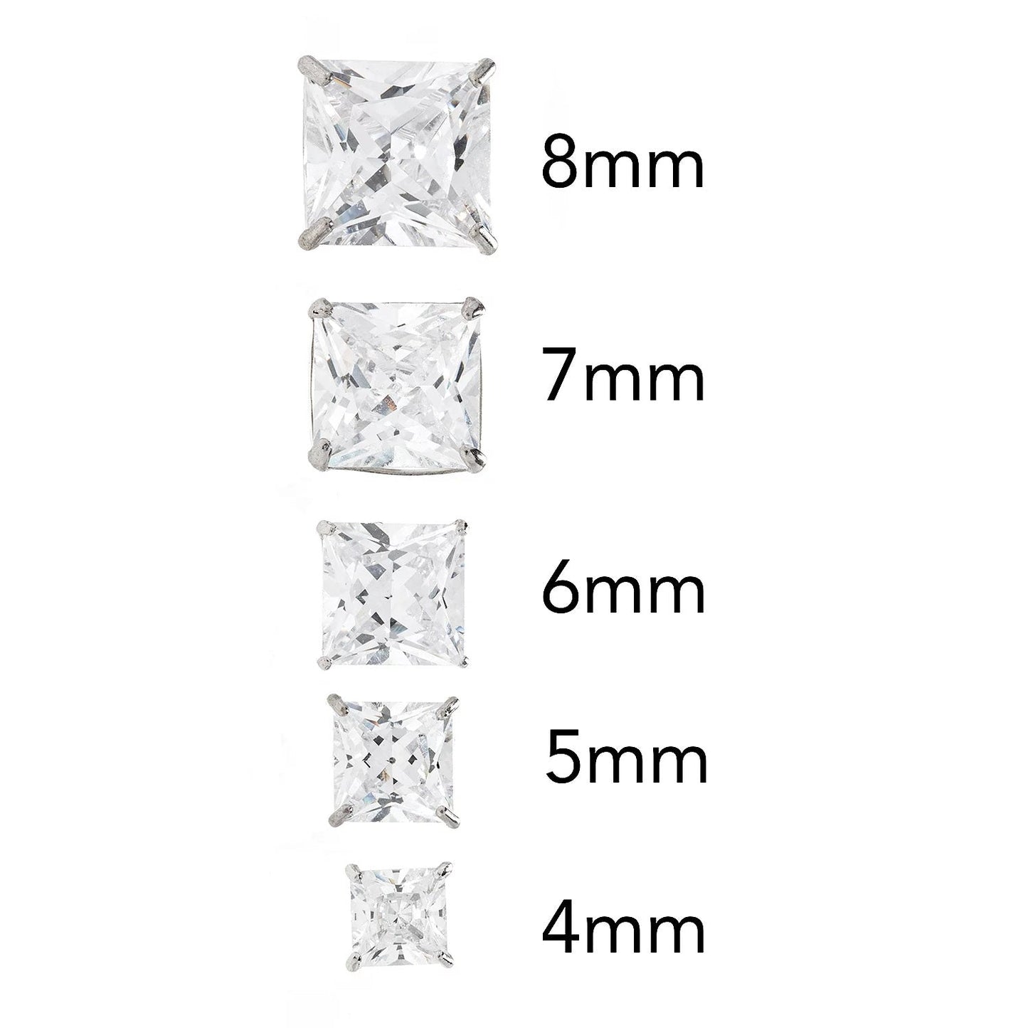 Women's 14K White Gold Square Diamond Stud Earrings
