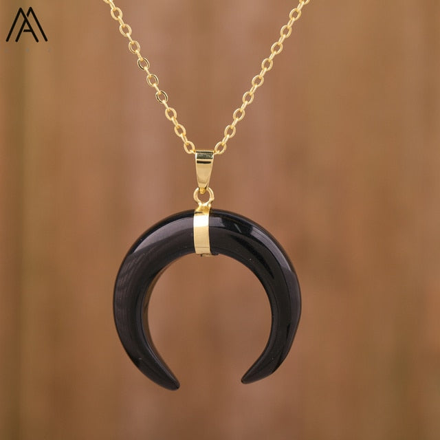 Women's Moon Shape Amethyst Pendant
