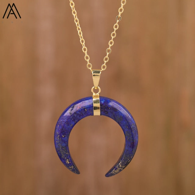Women's Moon Shape Amethyst Pendant