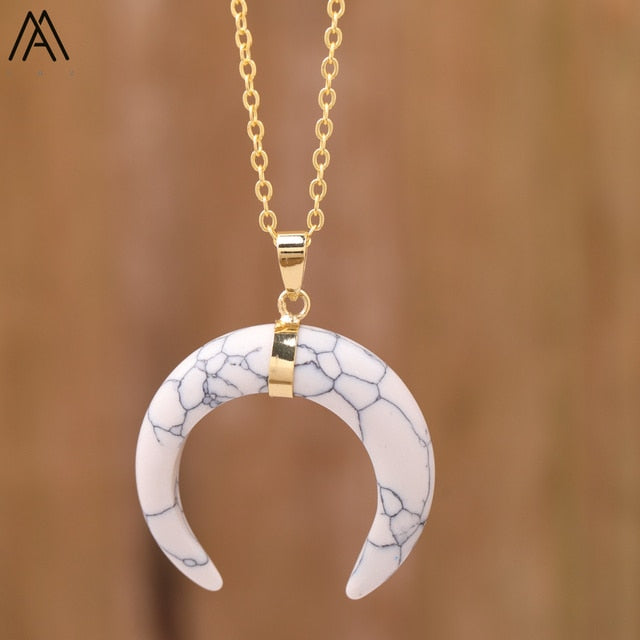 Women's Moon Shape Amethyst Pendant