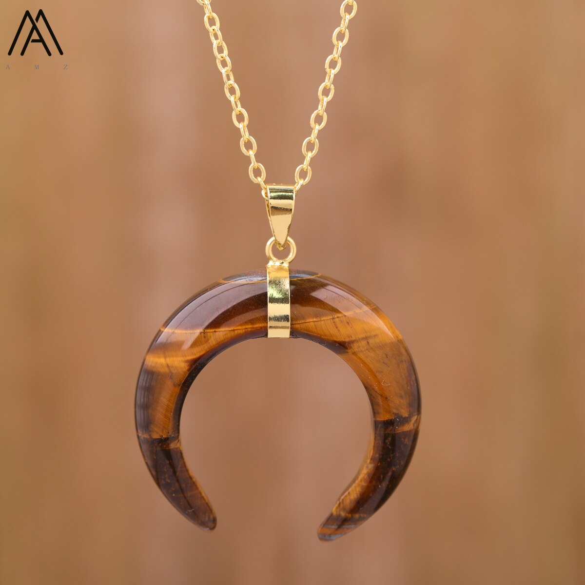 Women's Moon Shape Amethyst Pendant
