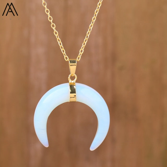 Women's Moon Shape Amethyst Pendant