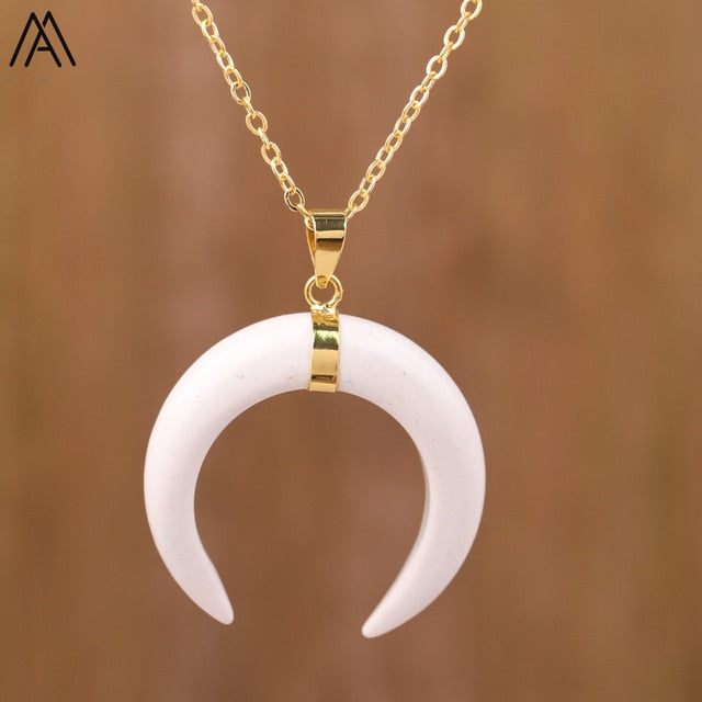 Women's Moon Shape Amethyst Pendant