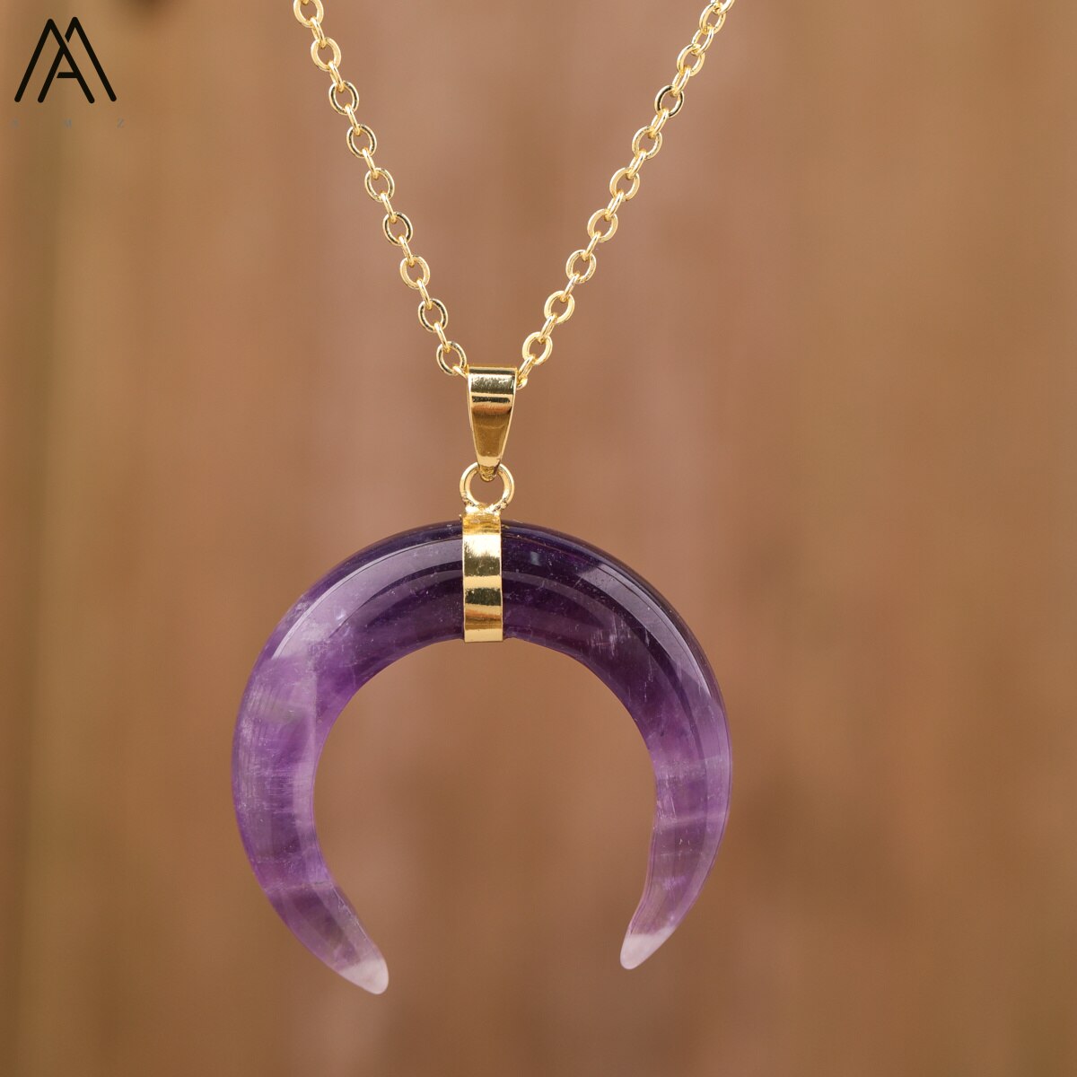 Women's Moon Shape Amethyst Pendant